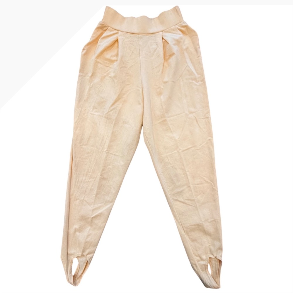 White Stag VTG 80s/90s Stirrup Pants Womens Small Petite‎ Yellow Cotton Stretch